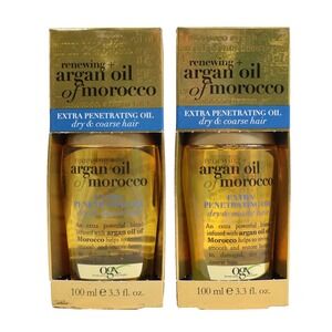 2PK OGX Renewing+Argan Oil of Morocco Hair Oil, Extra Penetrating Oil 3.3oz Each